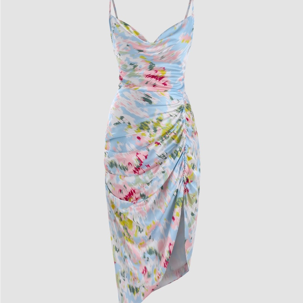 Floral Print Ruched Dress